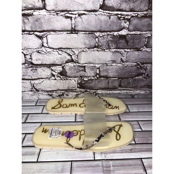 Sam Edelman Luciana Clear Cream Snakeskin Thong Strap Slide Sandals Women 10.5M - Picture 5 of 16